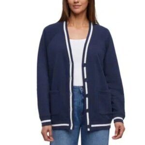 GAP Cardigan Sweater Size XS Preppy Navy Blue Button Down Cotton Blend Women's